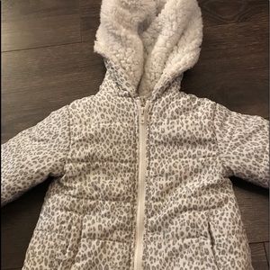 Girls Leopard Print White Grey Jacket 18 Month